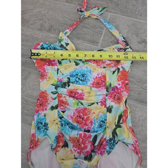 Women's Anthropologie Seafolly One Piece Floral Swimsuit Halter Neck Size US 8 - Picture 3 of 10